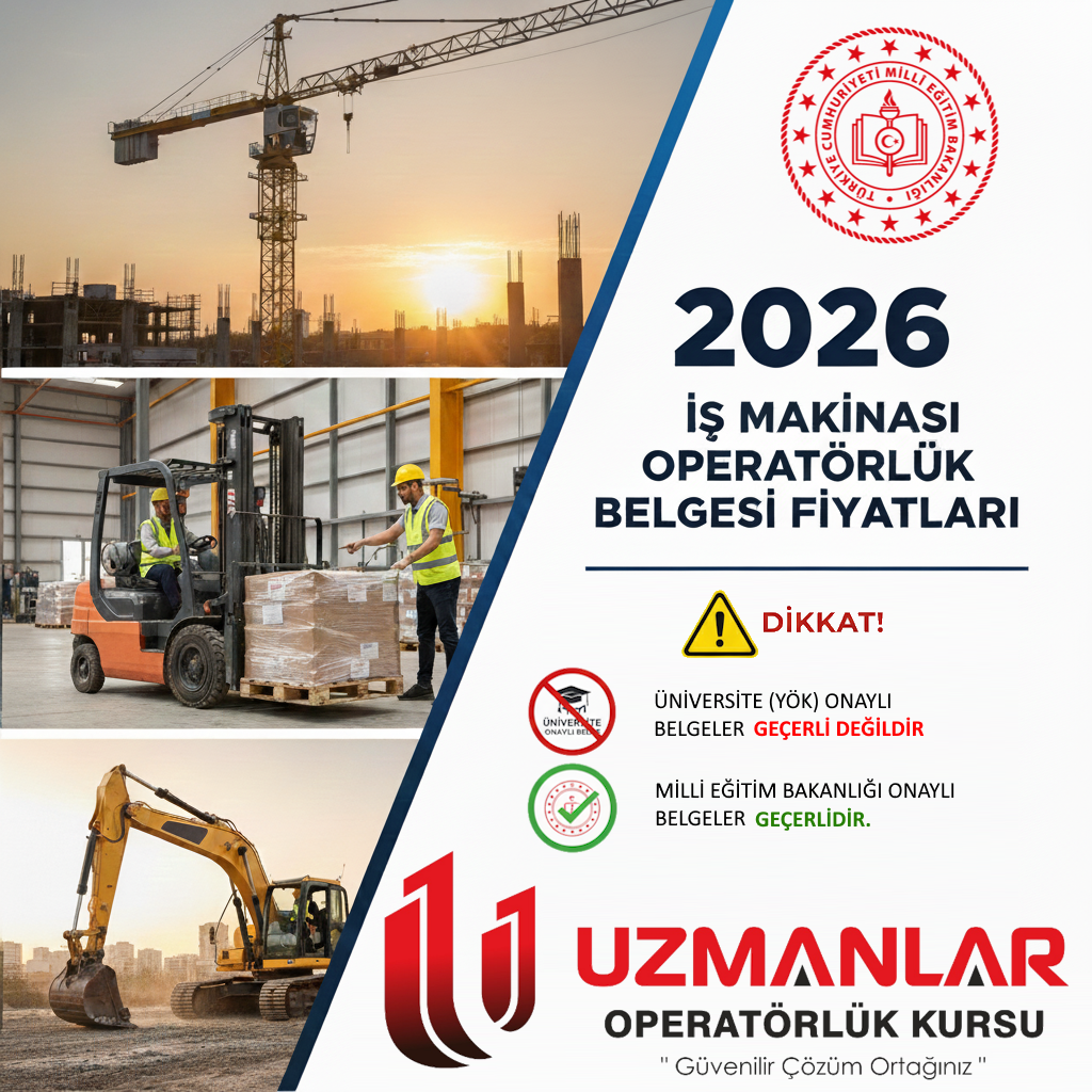 2026 İŞ MAKİNASI OPERATÖRLÜK BELGESİ FİYATLARI